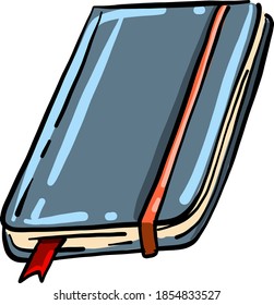 Blue notebook, illustration, vector on white background