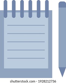 Blue notebook, illustration, vector on white background.