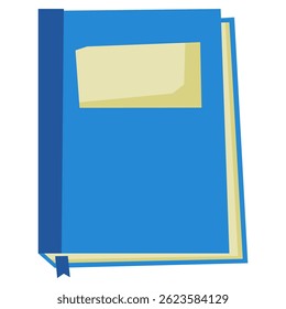 Blue notebook with label on cover. Commonly used in school and office settings. Ideal for education, note-taking, and writing activities.