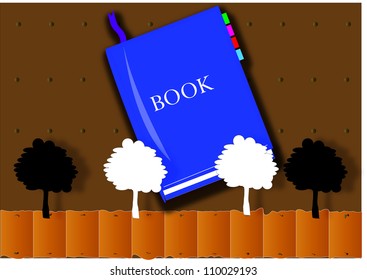 blue notebook on Brown background