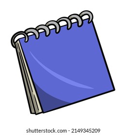 Blue notebook on a spring, vector illustration on a white background, school collection