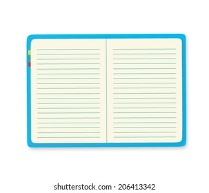 Blue notebook, vector design on a white background.