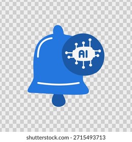 Icono de campana de notificación azul con un símbolo de aire. Conveniente para los Sitios web y los App de la tecnología. Notificar a los usuarios de los Actualizar de inteligencia artificial.