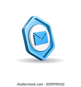 Blaues Benachrichtigungssymbol mit E-Mail-Symbol. 3D-Darstellung.