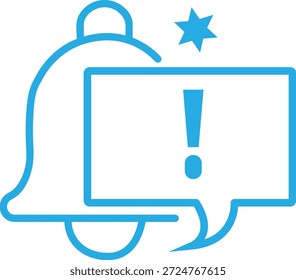 Un icono de notificación azul con una estrella y un signo de exclamación sobre un fondo blanco, que indica una alerta o mensaje importante.