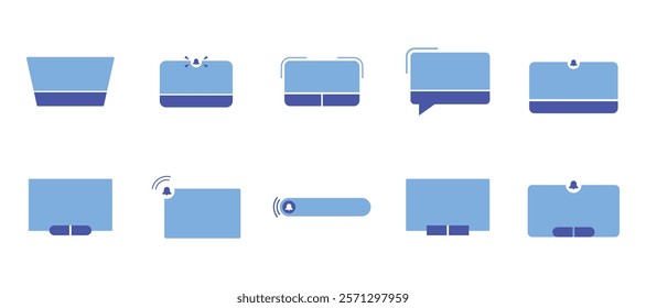 blue notification pop up box vector set