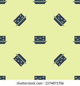 Blue Nougat with nuts icon isolated seamless pattern on yellow background.  Vector Illustration