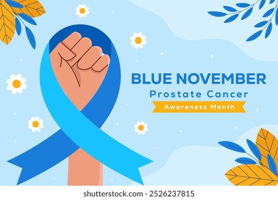 blue November background illustration in flat style design