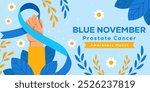 blue November horizontal banner illustration in flat design