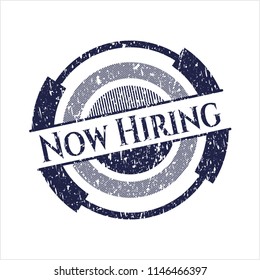 Blue Now Hiring distressed rubber seal