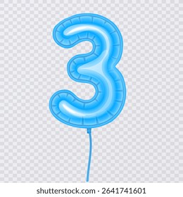 Blue Number 3 Balloon for a Birthday Celebration