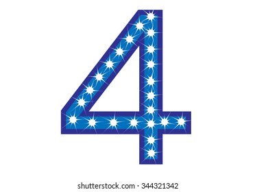 Blue number 4 with white star, vector illustration. can be used for christmas / happy birthday / happy new year and more.