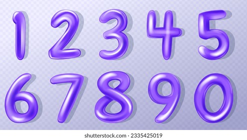 Blue Number Balloons 0 to 9. Blue Volume 3d render numbers. Party, birthday, celebrate anniversary and wedding or for your unique selling poster, banner ads.