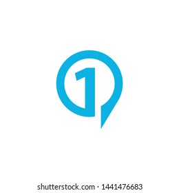 Blue Number One 1 First Numerical Logo Vector 