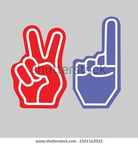 Blue Number One Finger and Red Two Finger for Victory Vector