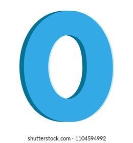 Blue Number zero vector font alphabet.