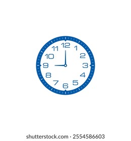 blue numbered wall clock. analog wall clock concept