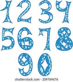blue numbers with raindrops