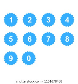 blue numbers set isolated vector