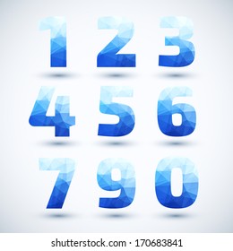 Blue Numbers set modern geometric style.