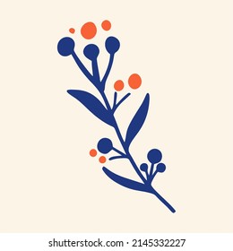 Blue nya branch with red berries, zanchok, logo.