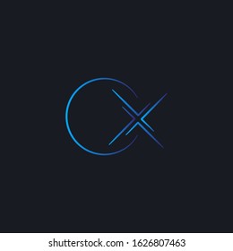 blue O and X letter initial space exploration technology logo template