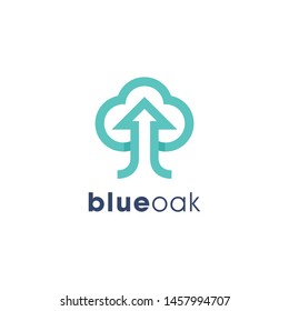 Blue Oak Logo, Combination Oak and Arrow symbol, look simple and clean design