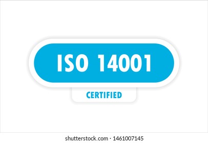 A blue object with the inscription iso 14001 is depicted on a white background.