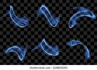 Blue object neon glowing shiny spiral trail. Vector illustration for graphic resources
