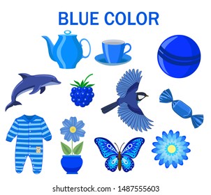 Blue objects on a white background