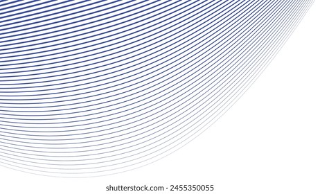 Blue oblique curved lines background vector image for backdrop or presentation