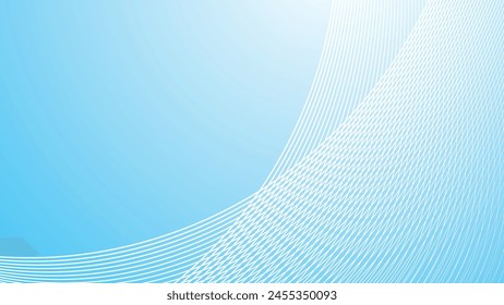 Blue oblique curved lines background vector image for backdrop or presentation