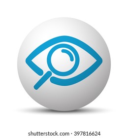 Blue Observe icon on sphere on white background