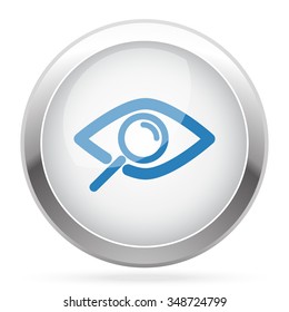 Blue Observe icon on white glossy chrome app button