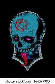 blue occult skull