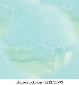 Blue Ocean Background. Green Elegant Pattern. Water Ink Paint. Green Seamless Ocean. Sea Modern Vector Template. Blue Watercolor Abstract Repeat. Sea Gradient Background. Soft Watercolor Background.