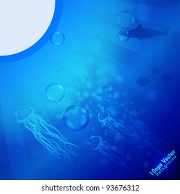 blue ocean background with space for text. Vector illustration