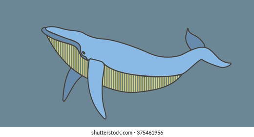 Blue ocean and bright whale.