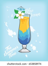 blue ocean drink vector in summer time