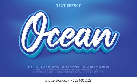 Blue ocean editable text effect	