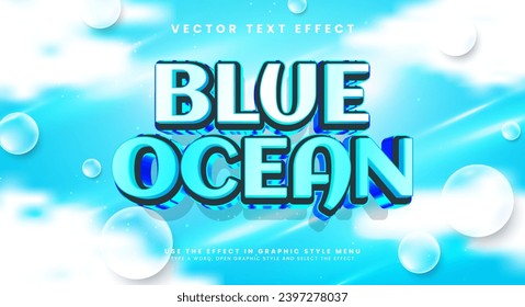 Blue ocean editable text style effect. Vector text effect with a luxurious and elegant theme.