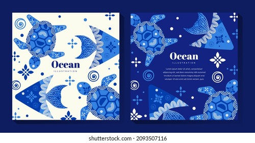 Blue ocean life illustration design