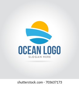 blue ocean modern and simple logo vector illustration