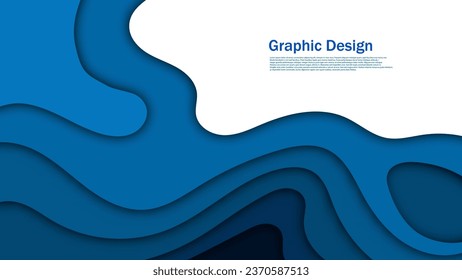 blue ocean paper cut background, multiple curve overlap graphic backdrop