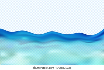 Blue ocean or sea undewater waves. Realistic sea water surface. High quality vector design.