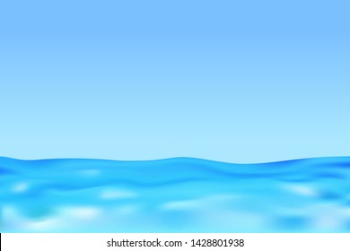 Blue ocean or sea undewater waves. Realistic sea water surface. High quality vector design.