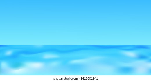 Blue ocean or sea undewater waves. Realistic sea water surface. High quality vector design.