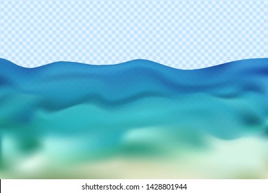 Blue ocean or sea undewater waves. Realistic sea water surface. High quality vector design.