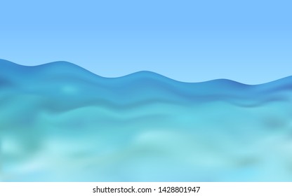 Blue ocean or sea undewater waves. Realistic sea water surface. High quality vector design.