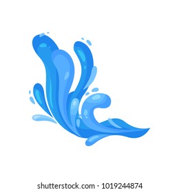 Blue ocean or sea wave, powerful water stream, wavy symbol of nature in motion vector Illustration